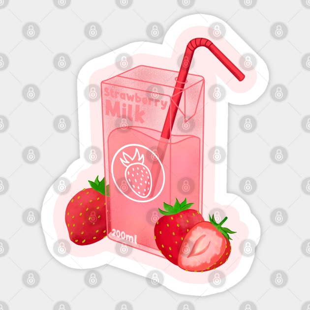 Strawberry Milk Sticker by Kimprut